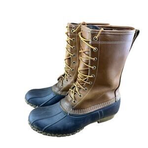L.L. Bean Unisex Brown Leather Lace Up Waterproof Thinsulate Duck Boots …